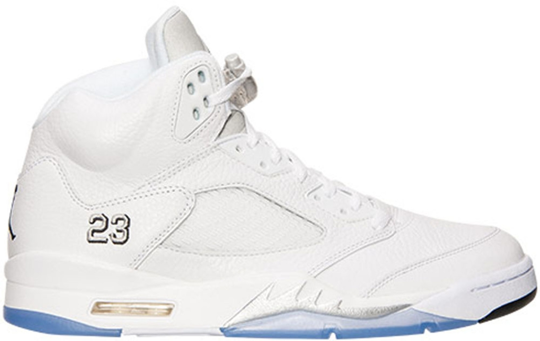 Air Jordan 5 Retro White/Metallic Silver-Black