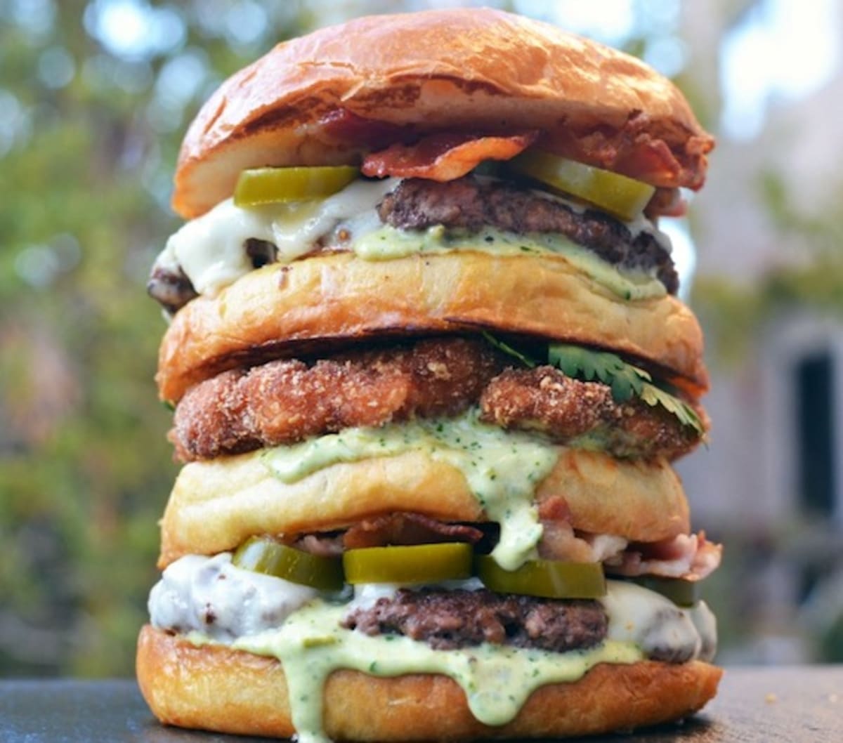 Meet The Mcconsensual Group Sex Burger Featuring Chicharrón Fried Chicken And Two Beef Patties 