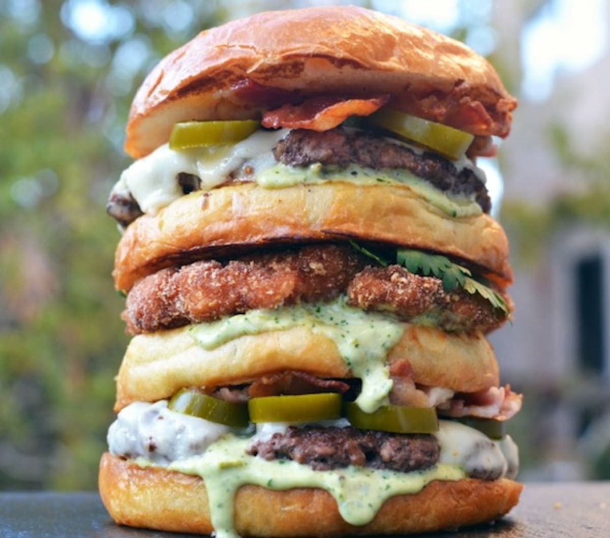 Meet The Mcconsensual Group Sex Burger Featuring Chicharrón Fried Chicken And Two Beef Patties