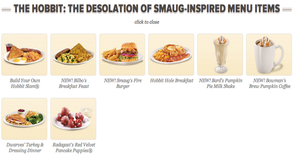 Denny's Canada: New 'The Hobbit' Menu Items - Foodology